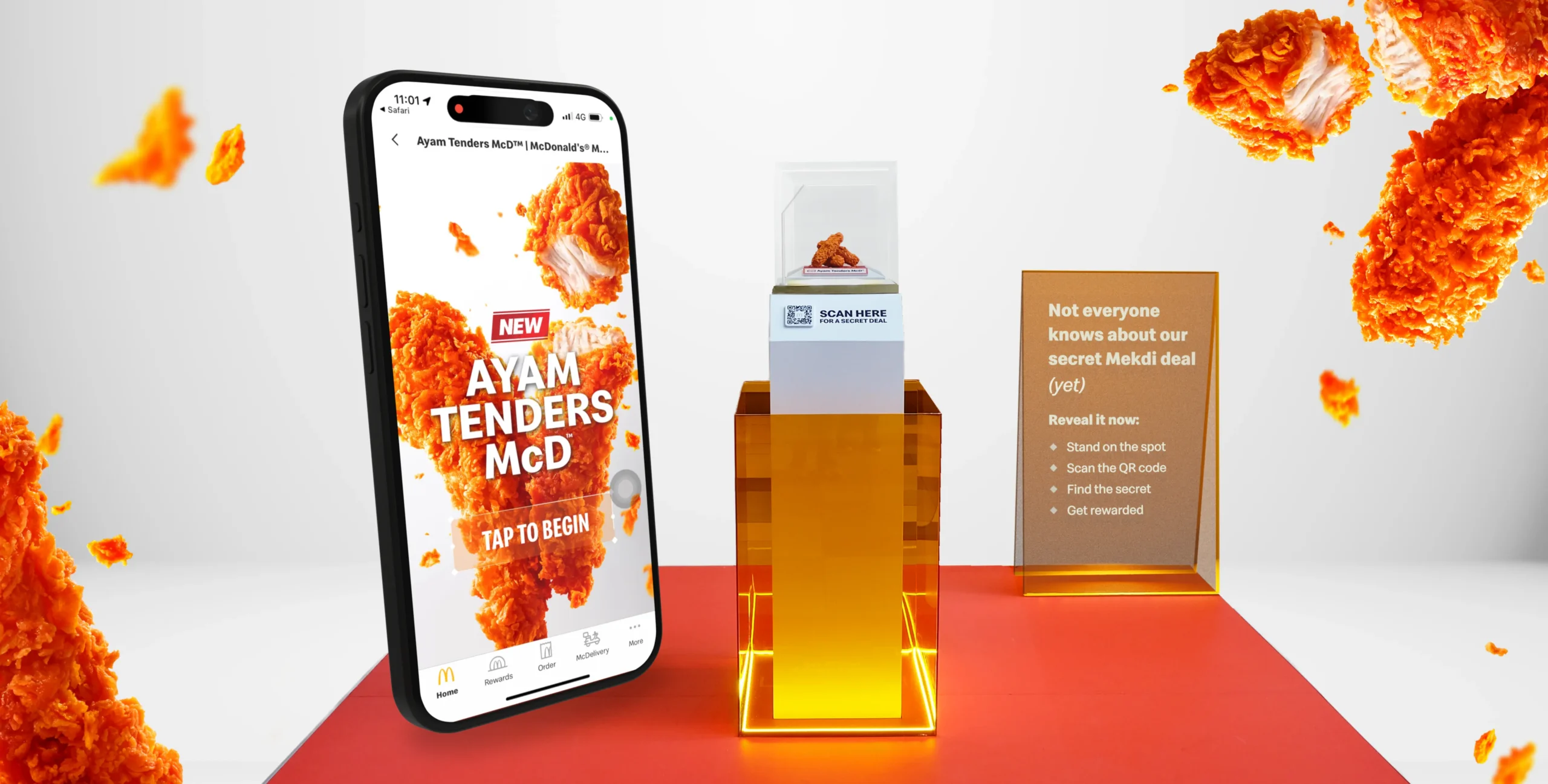 McDonald’s Ayam Tenders McD AR activation by C27, featuring a physical-to-digital mall installation for an interactive product launch in Malaysia.
